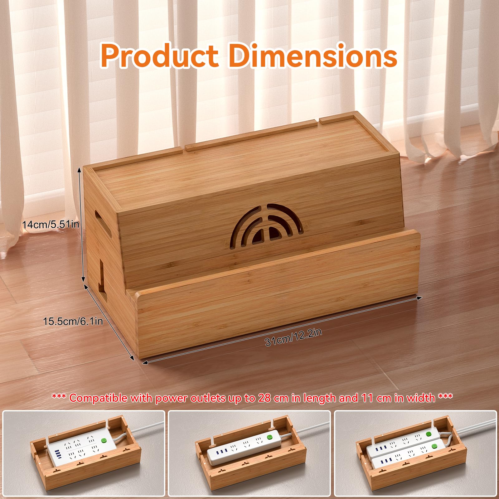 Elegant Bamboo Cable Management Box