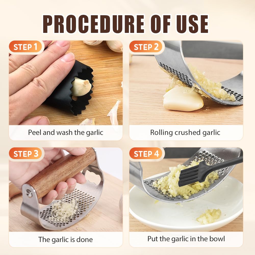Stainless Steel Garlic Rocker with Ergonomic Handle