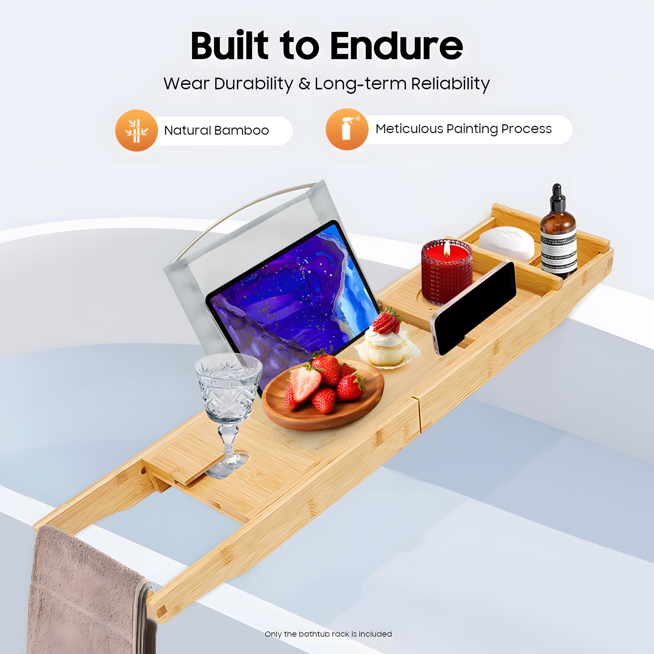 Elegant Expandable Bamboo Bathtub Caddy