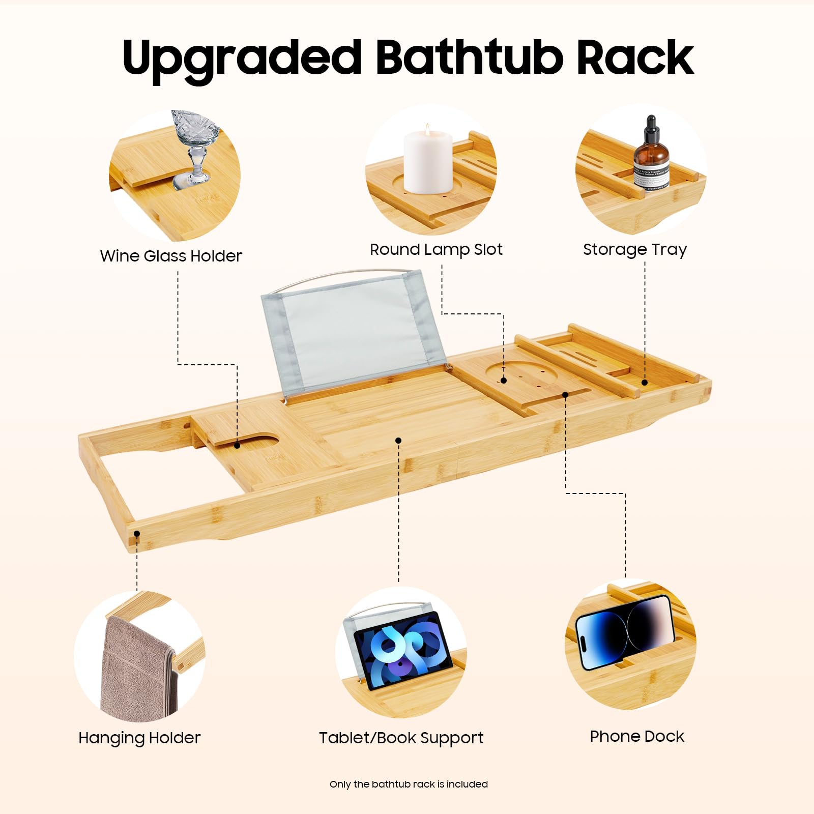 Elegant Expandable Bamboo Bathtub Caddy