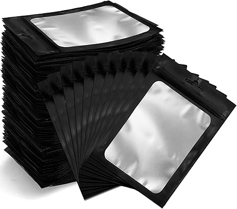 Black Resealable Storage Bags with Clear Window