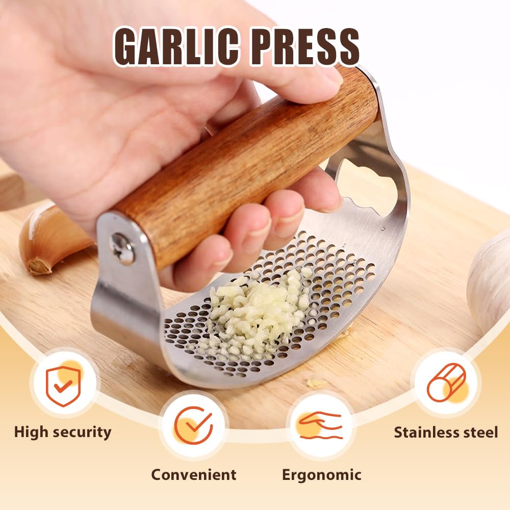 Stainless Steel Garlic Rocker with Ergonomic Handle