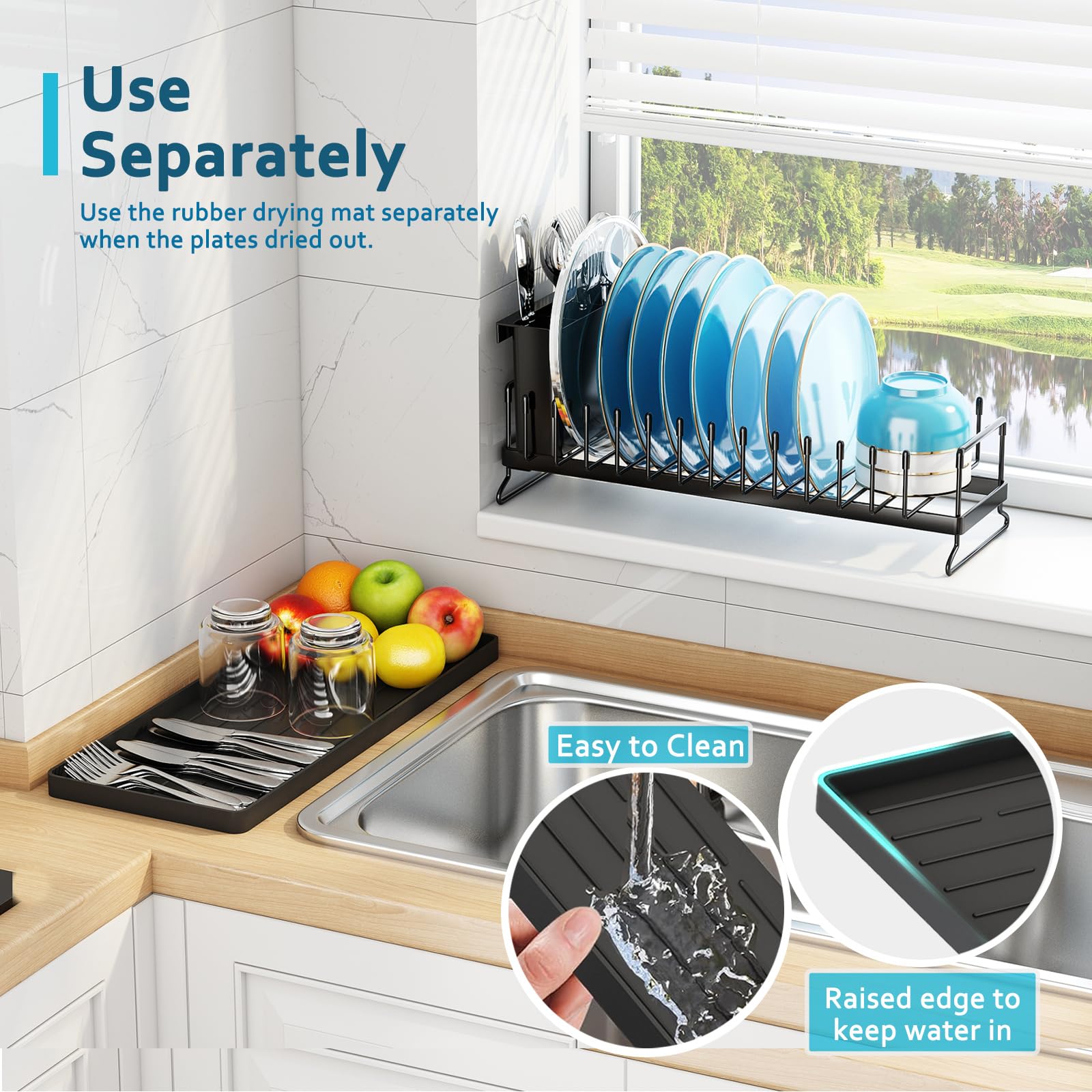 Stainless Steel Dish Rack with Silicone Mat