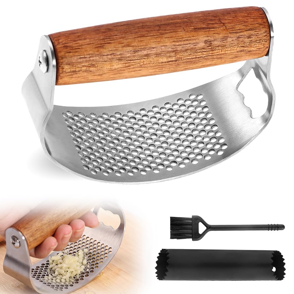 Stainless Steel Garlic Rocker with Ergonomic Handle