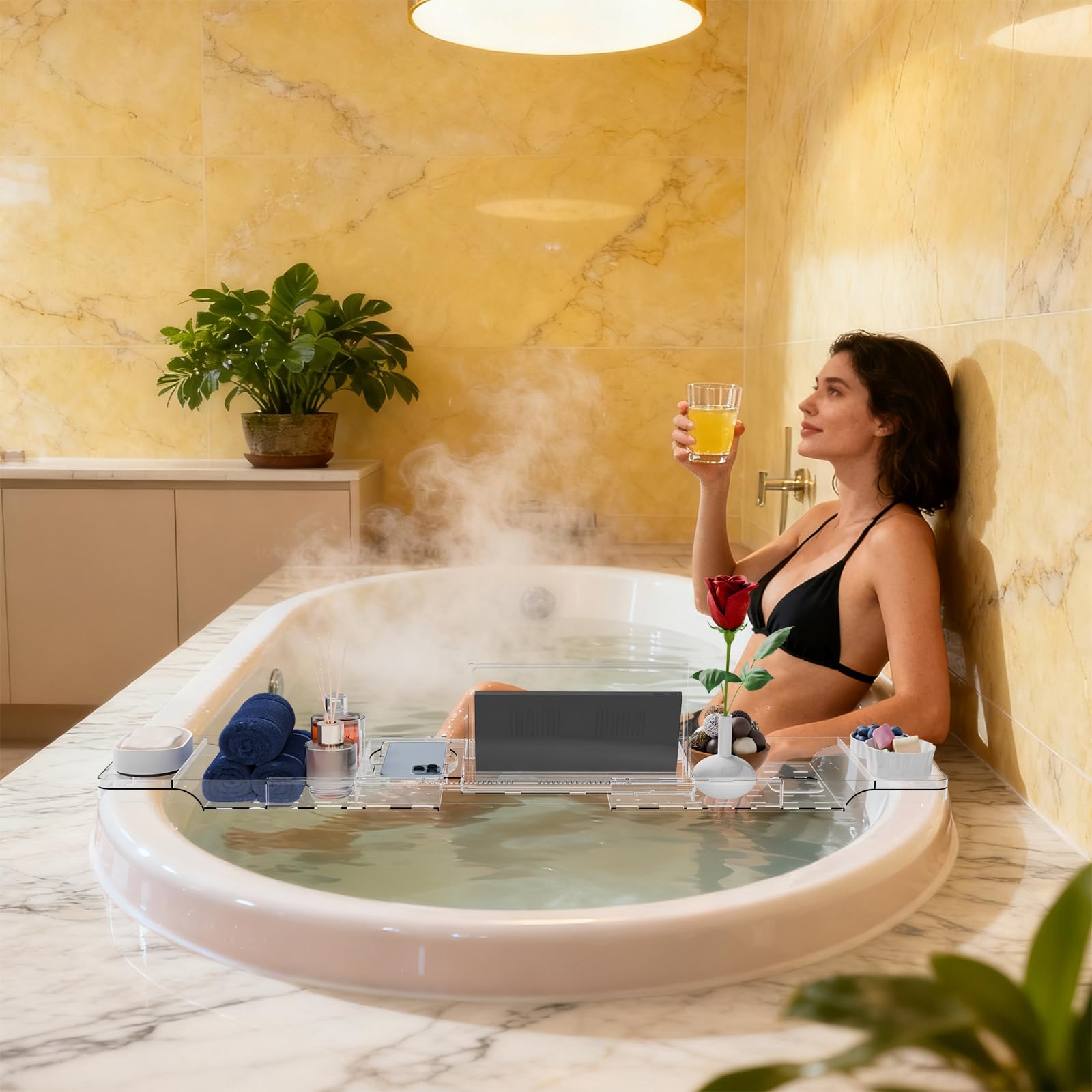 Luxury Clear Acrylic Extendable Bathtub Caddy