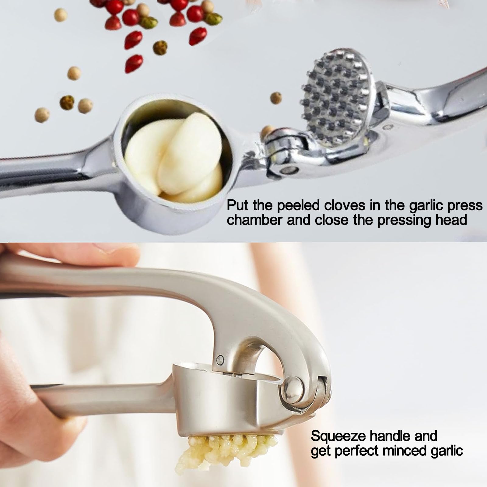 Stainless Steel Garlic Press & Herb Scissors Set