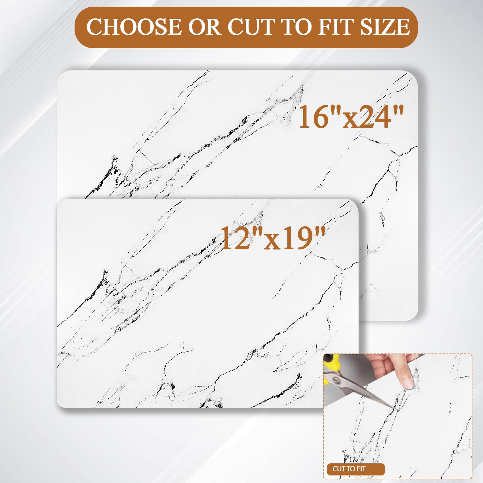 Elegant White Marble Non-Slip Drying Mat