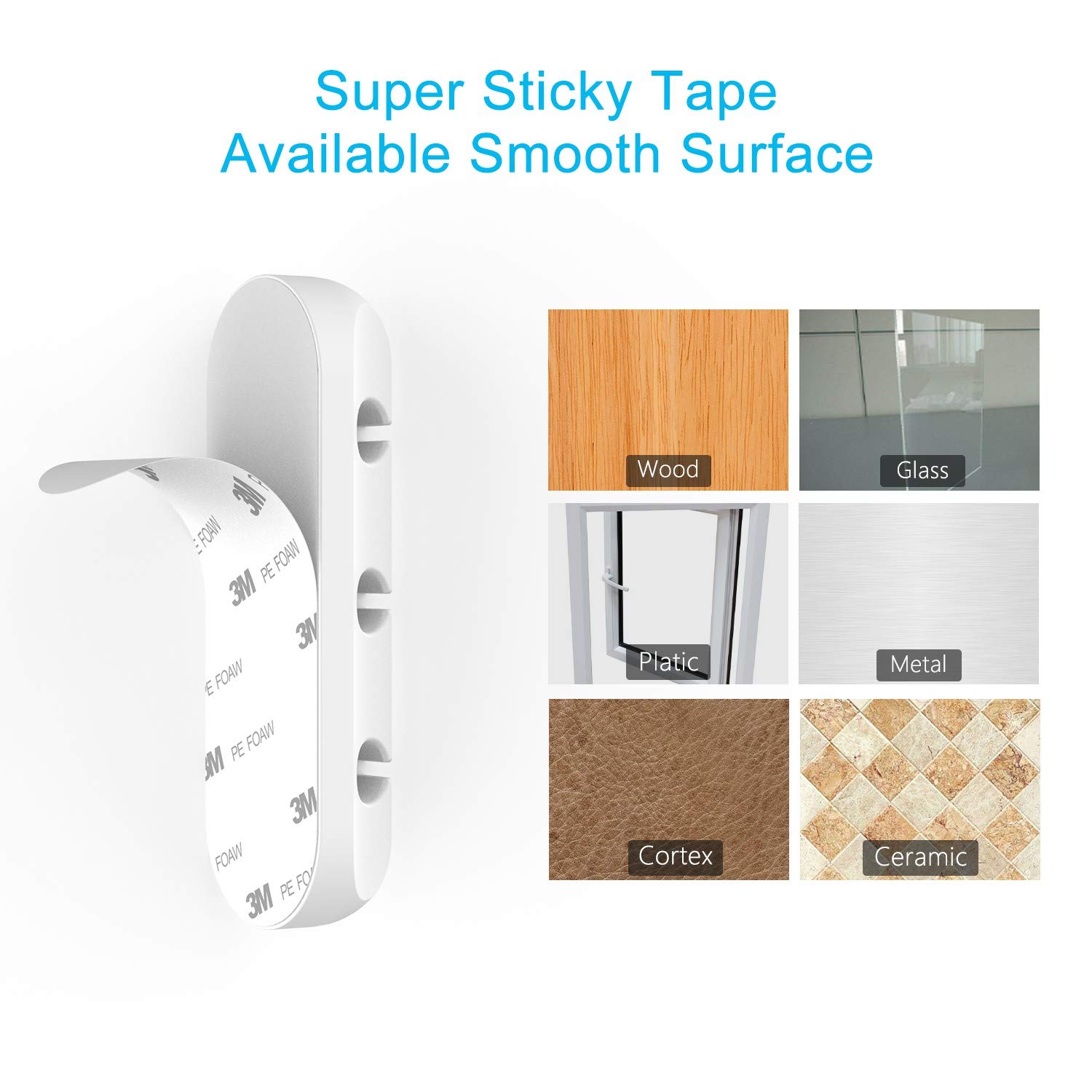 Adhesive White Silicone Cable Organizers
