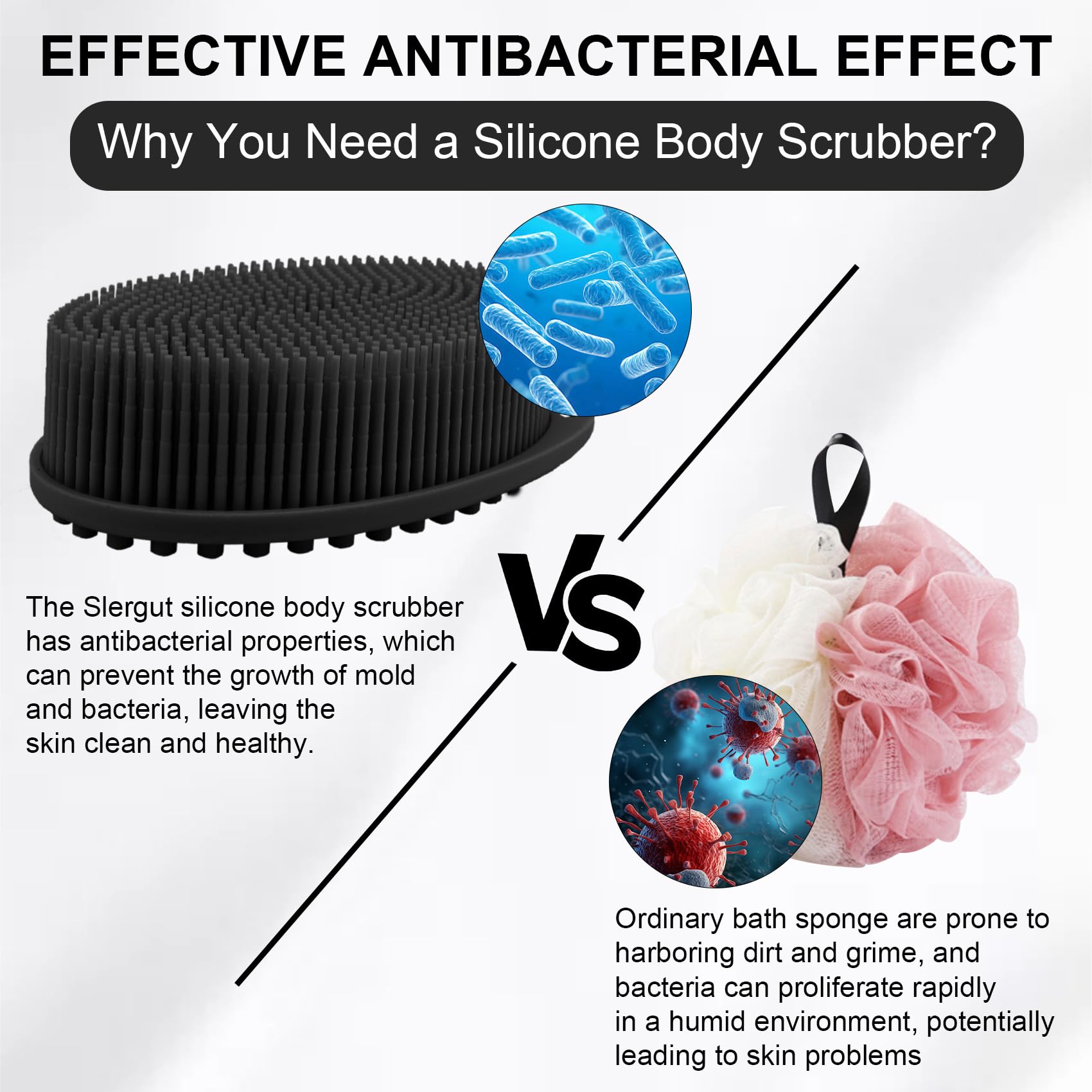 Gentle Dual-Action Silicone Body Scrubber