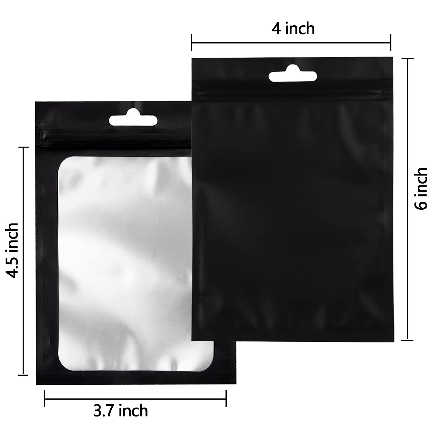 Black Resealable Storage Bags with Clear Window