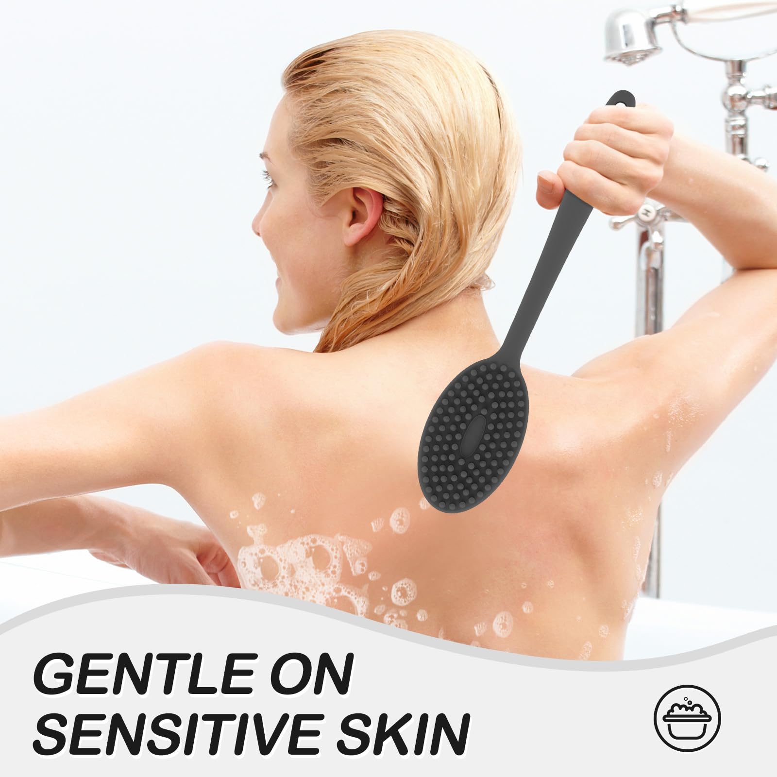 Dual-Sided Silicone Body and Back Scrubber