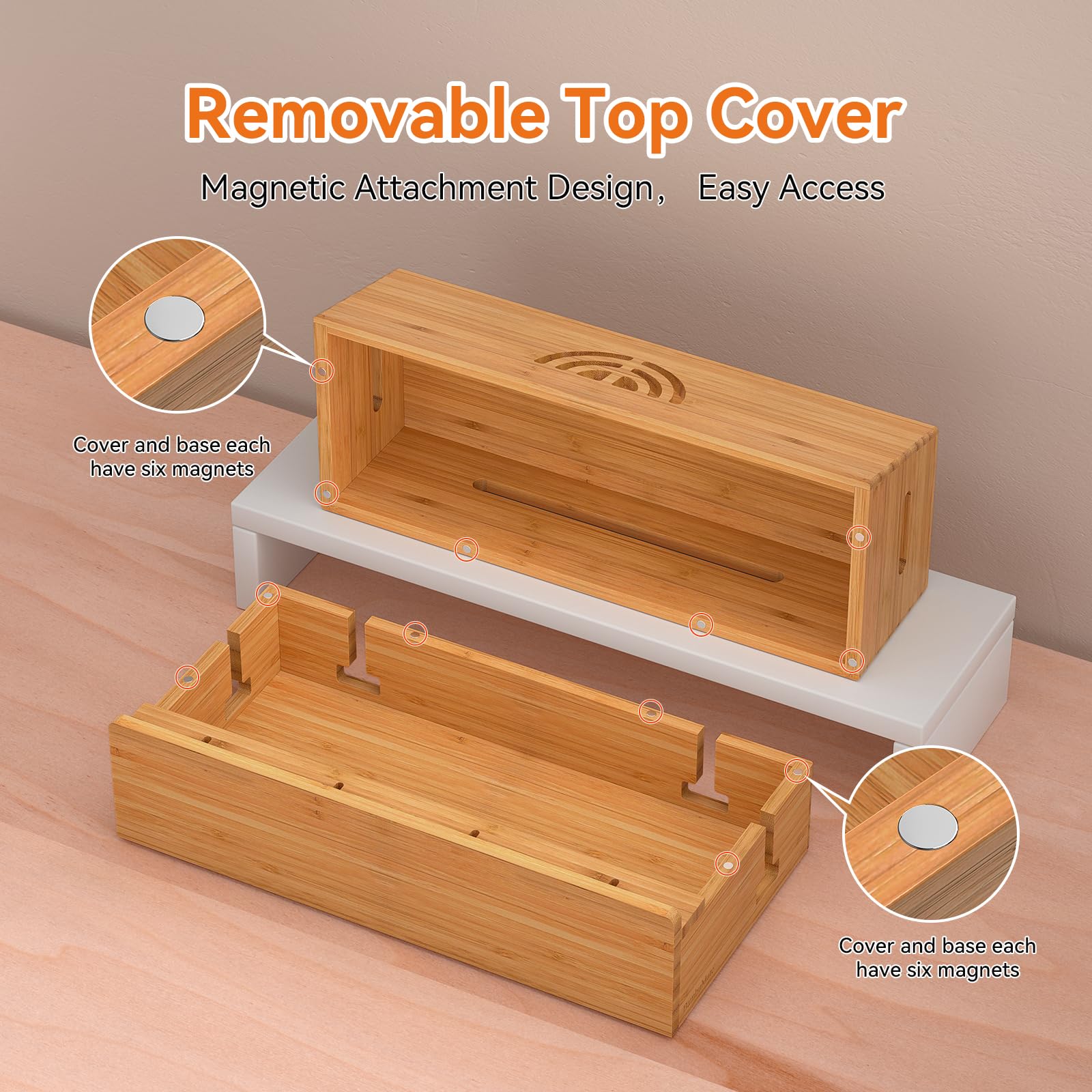 Elegant Bamboo Cable Management Box
