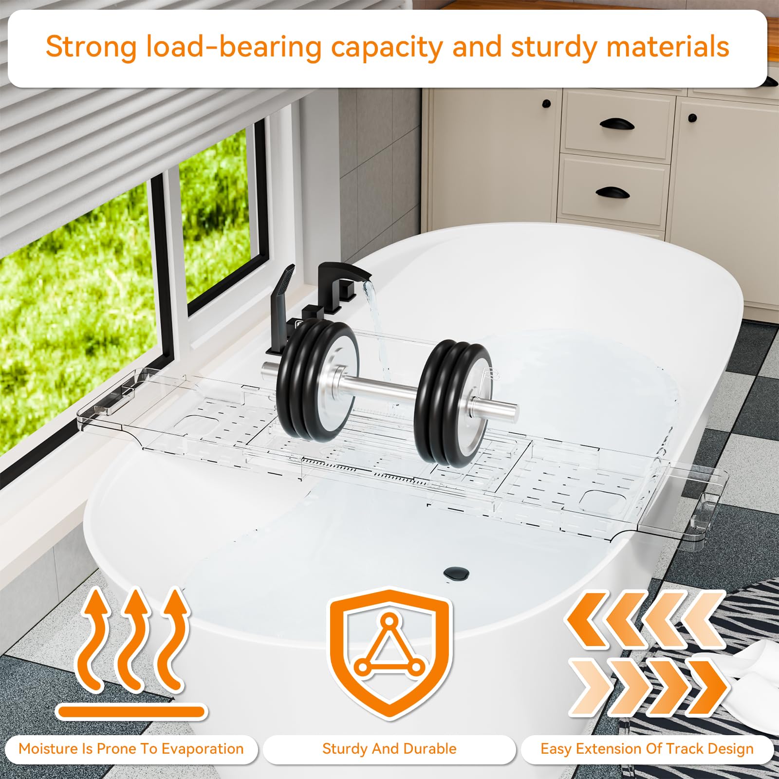 Luxury Clear Acrylic Extendable Bathtub Caddy