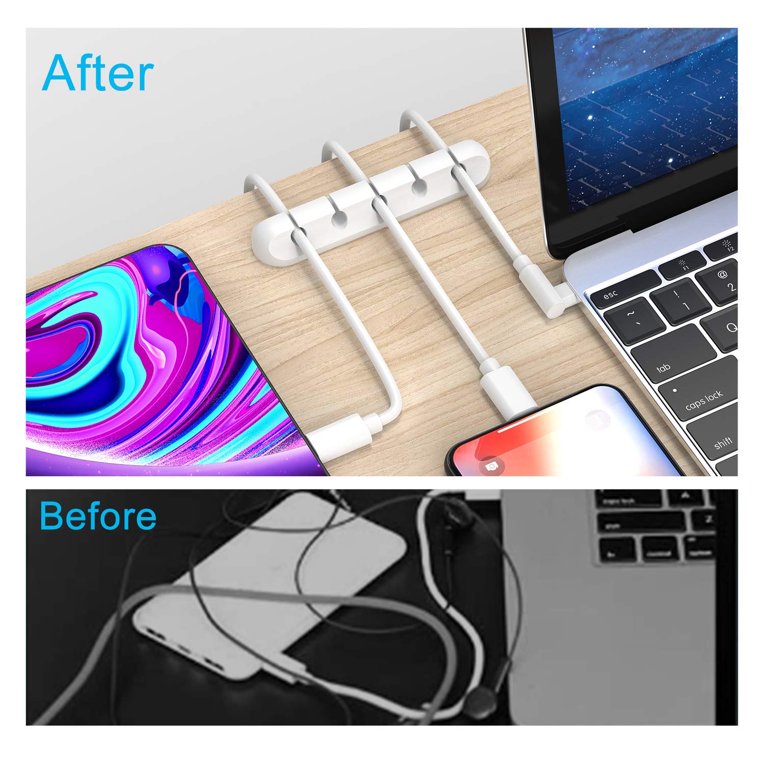 Adhesive White Silicone Cable Organizers