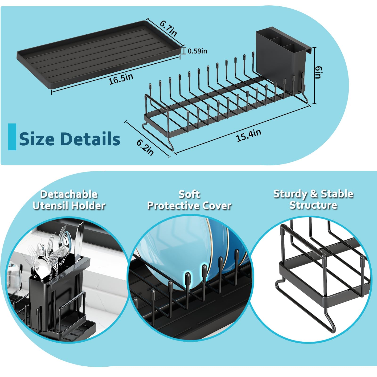 Stainless Steel Dish Rack with Silicone Mat