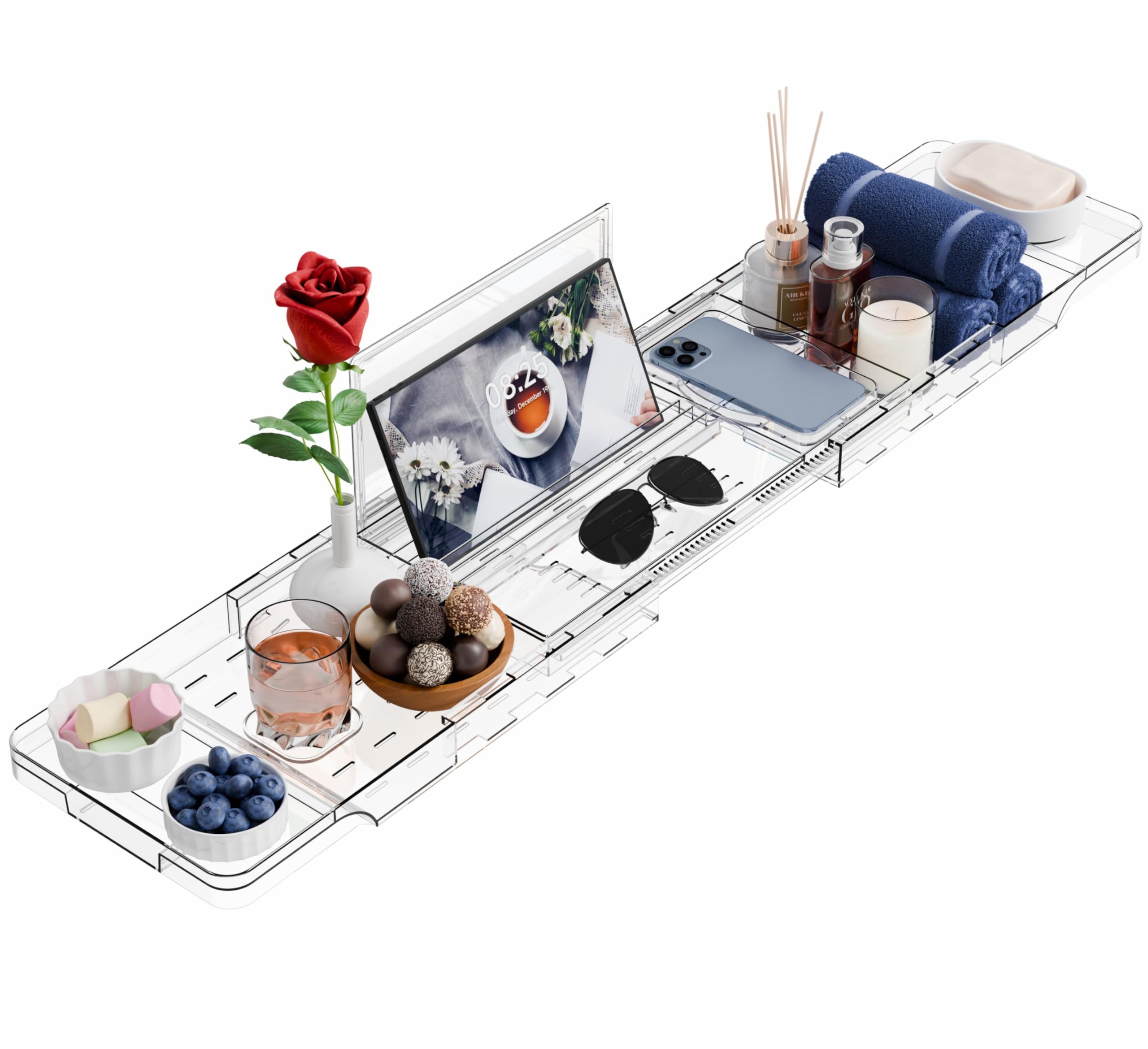 Luxury Clear Acrylic Extendable Bathtub Caddy
