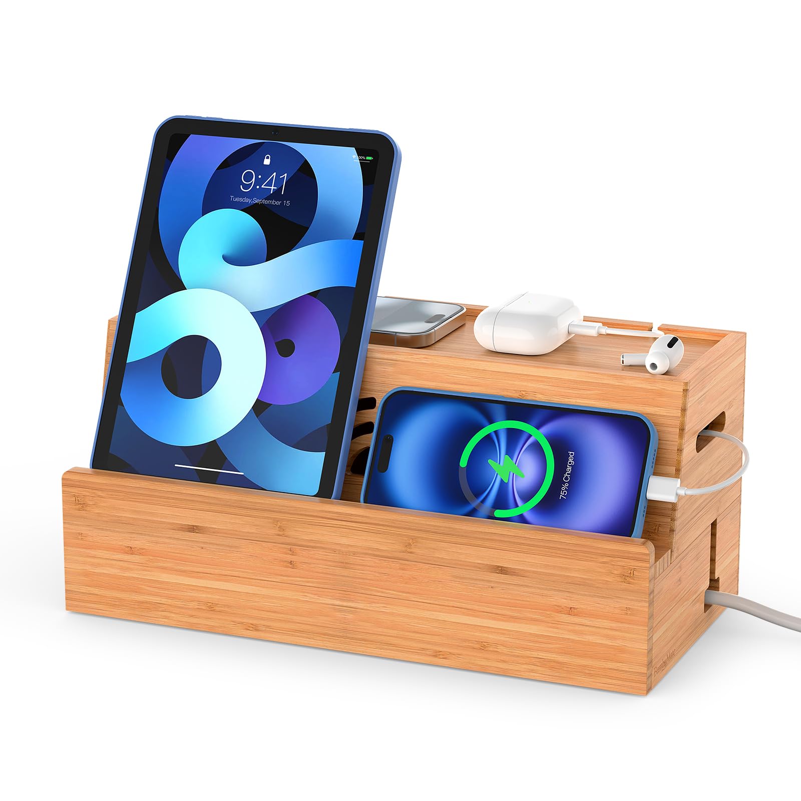 Elegant Bamboo Cable Management Box