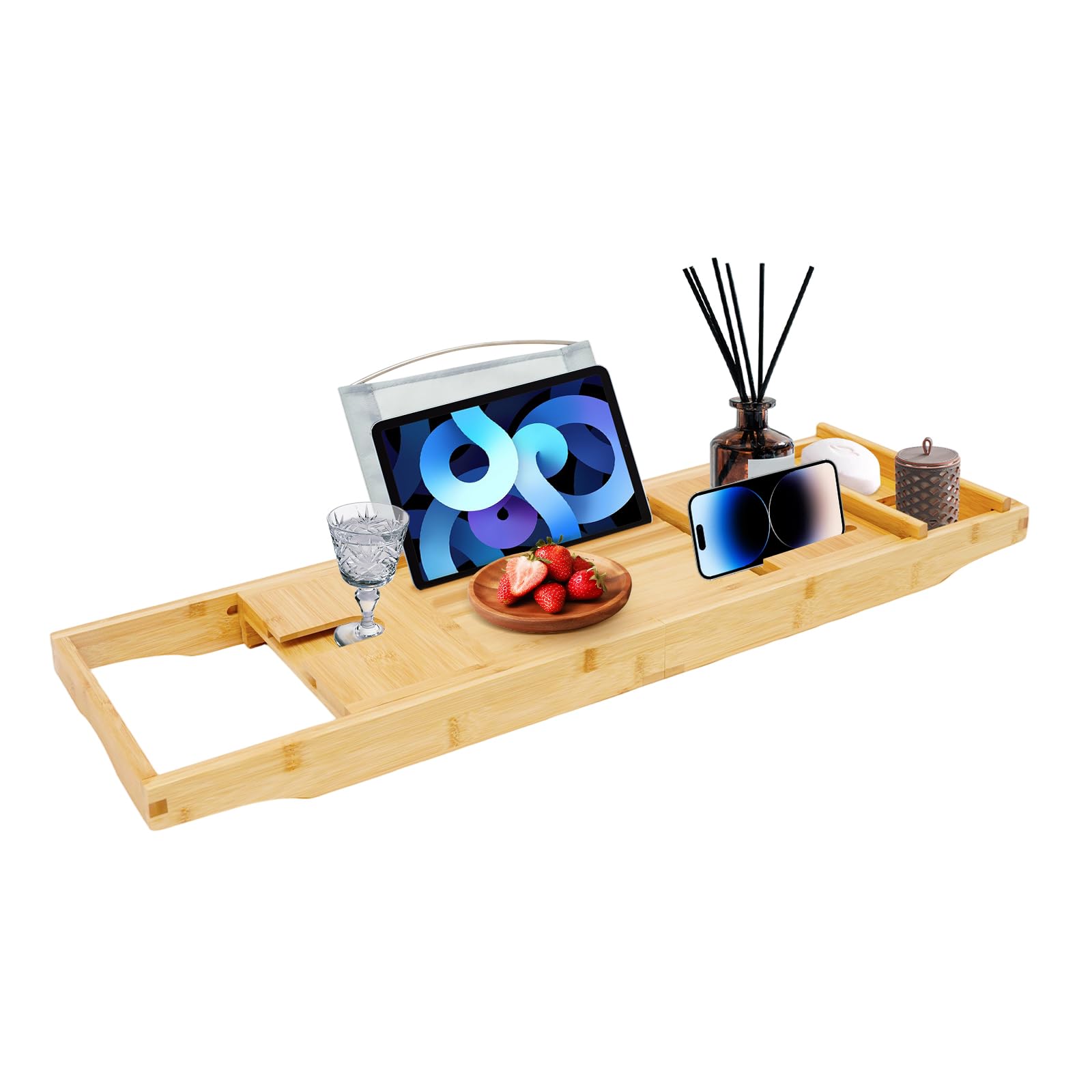 Elegant Expandable Bamboo Bathtub Caddy