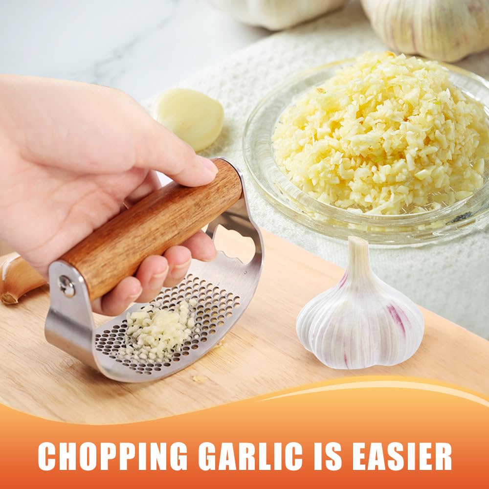 Stainless Steel Garlic Rocker with Ergonomic Handle