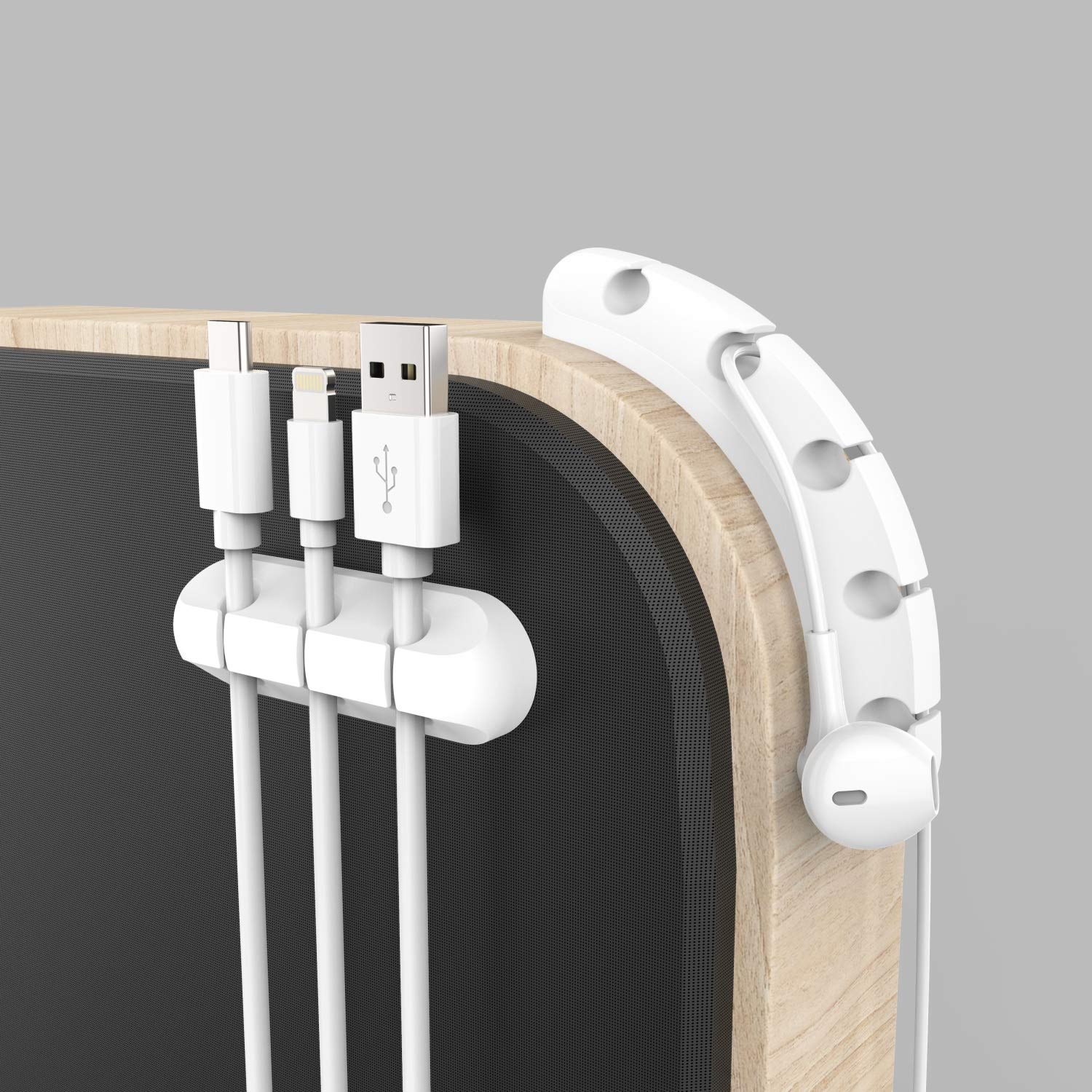 Adhesive White Silicone Cable Organizers