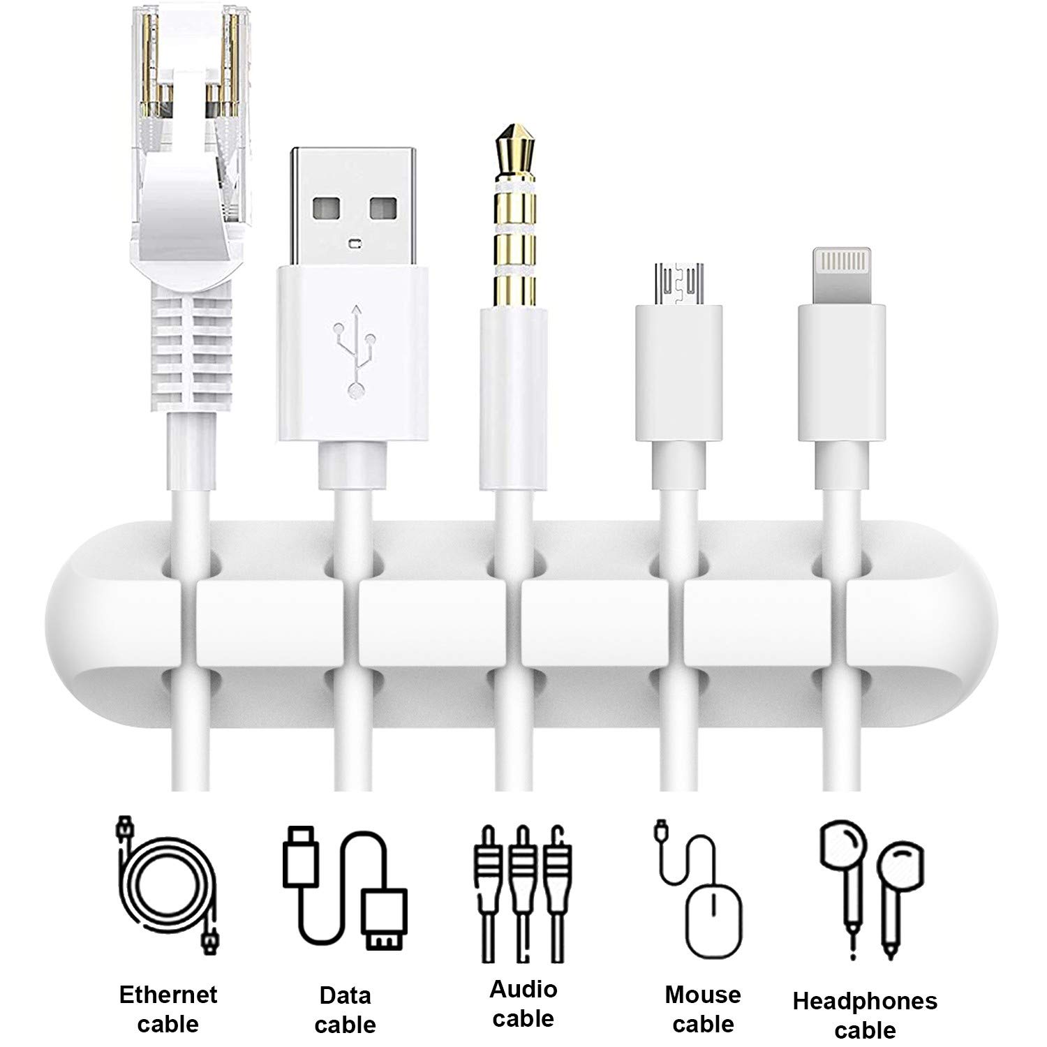 Adhesive White Silicone Cable Organizers