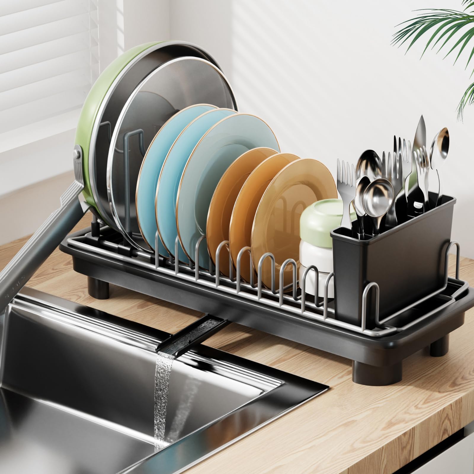 Stainless Steel Dish Rack with Silicone Mat